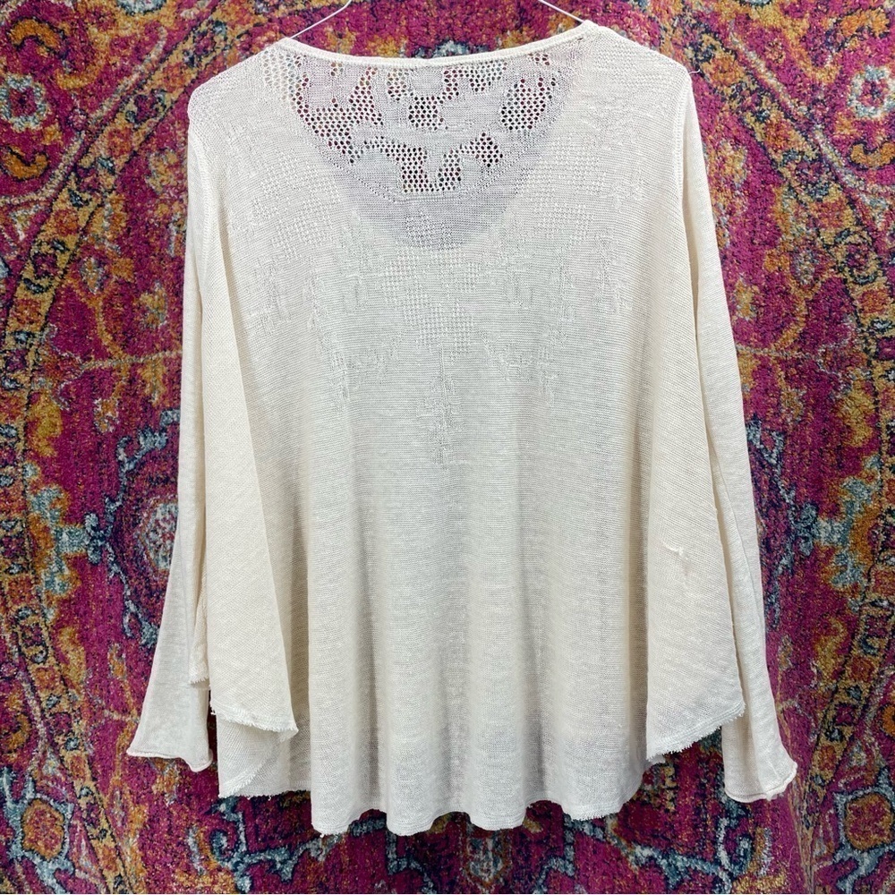 FREE PEOPLE Linen Knitted Scoop VNeck Long Sleeve Flowy Lightweight Tunic Top - Picture 5 of 8
